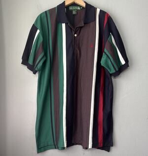 Vtg 90s Knights of Round Table Polo Shirt Mens Size Large Striped Rugby Preppy